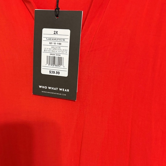 Who What Wear Vibrant Red Long Sleeve Dress - Picture 2 of 2